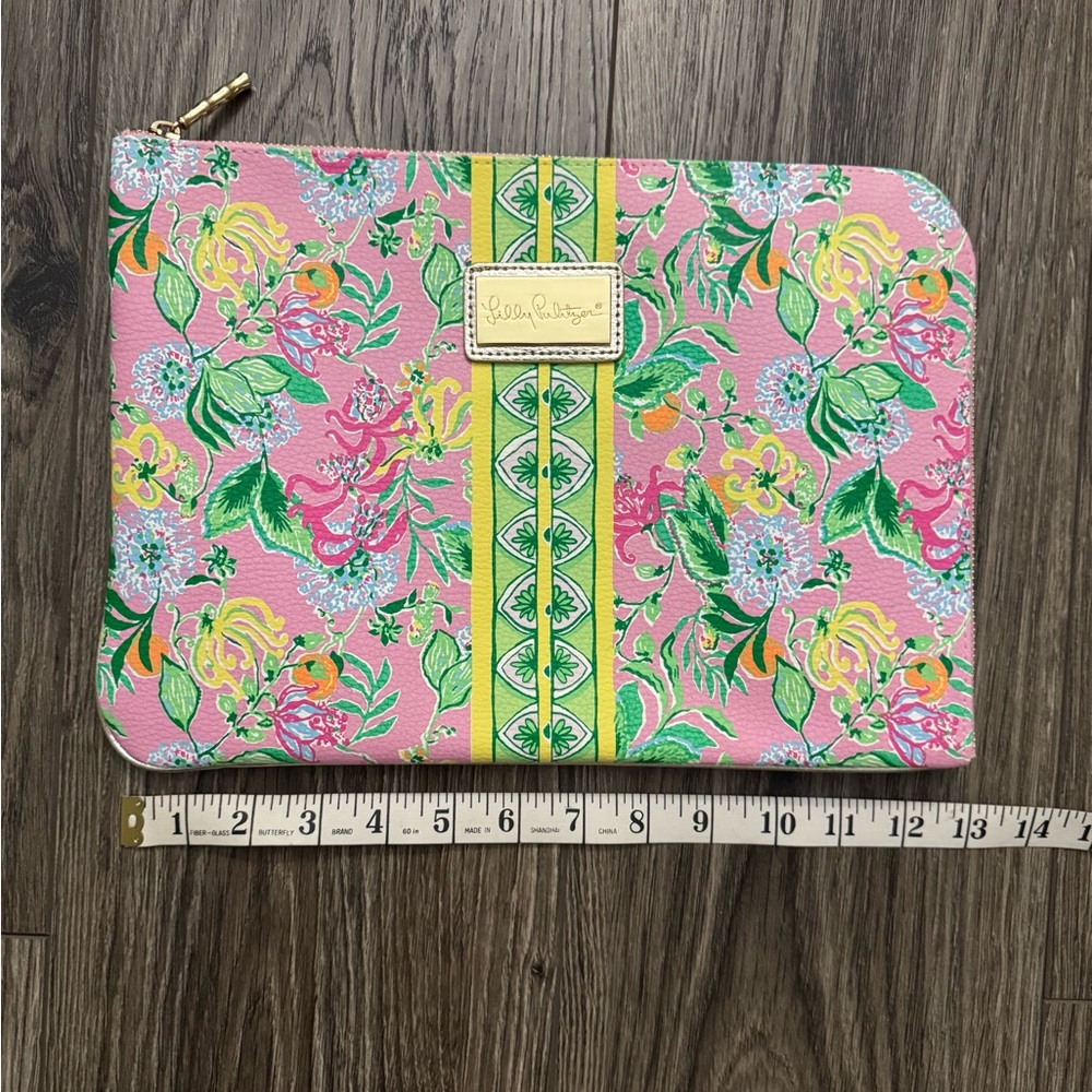 Lilly Pulitzer Pink and Green Floral Clutch/large Pouch